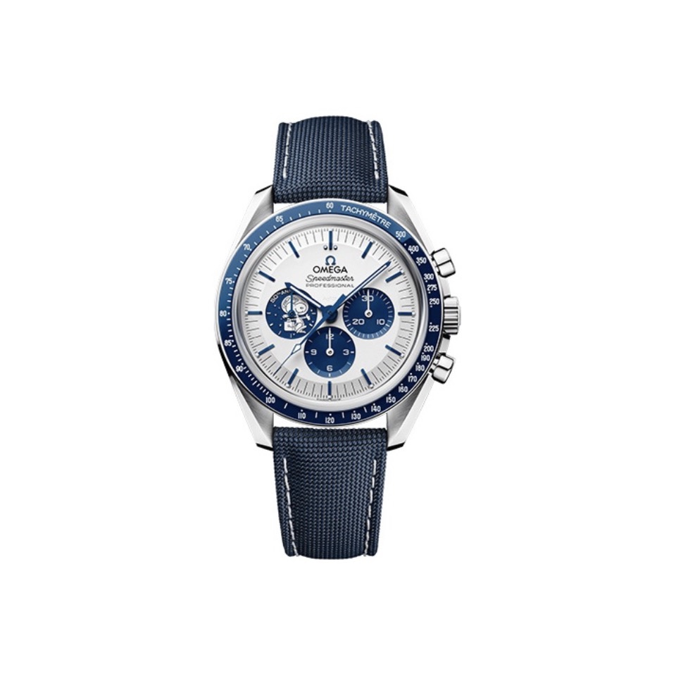 Speedmaster Snoopy Anniversary Series 42mm, stainless steel with coated nylon fabric strap