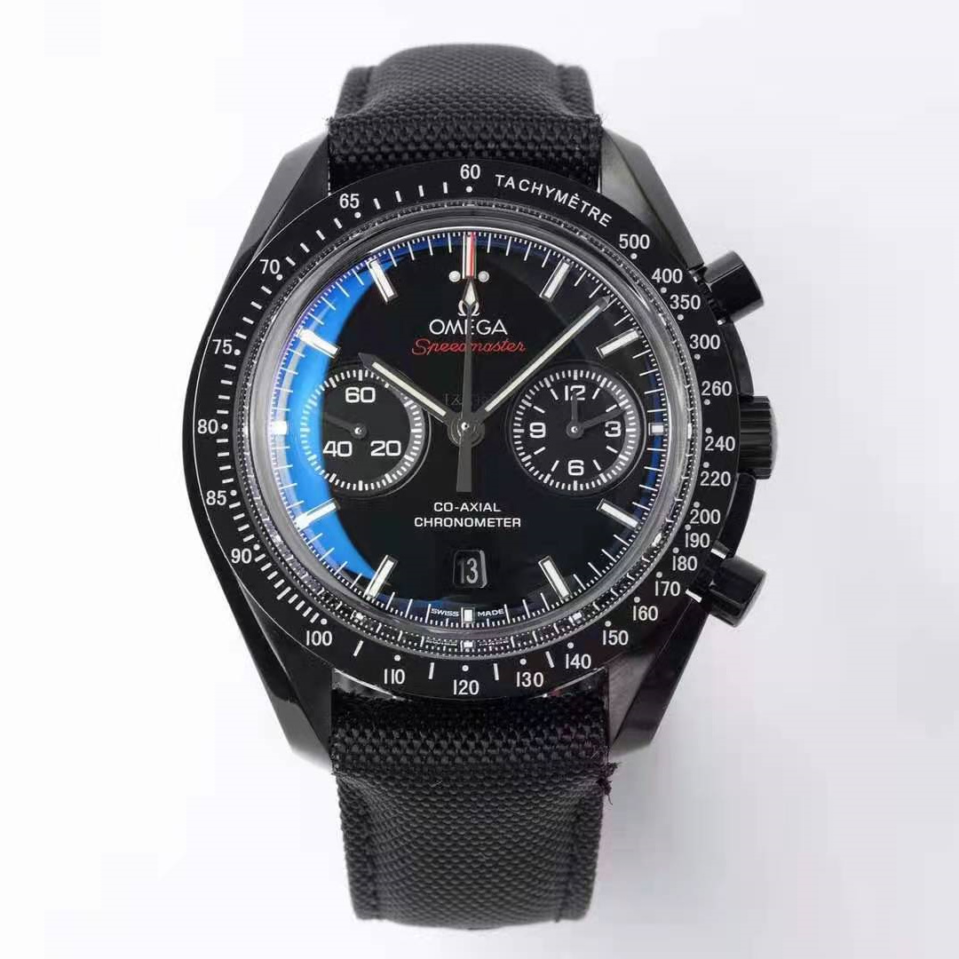 Speedmaster Dark Side of the Moon 44.25 mm, black ceramic on leather strap