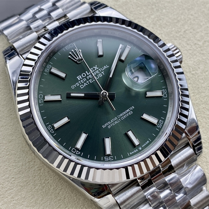 Datejust 41 Mint green Oyster, 41 mm, Oystersteel and white gold