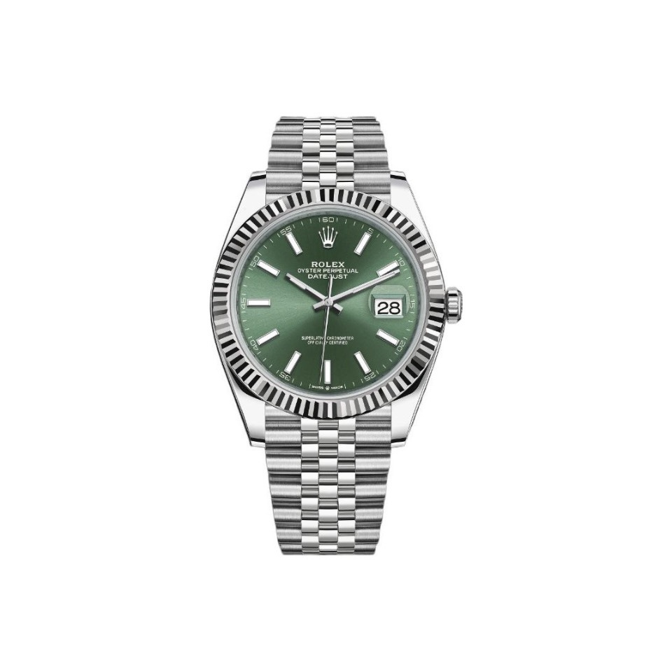 Datejust 41 Mint green Oyster, 41 mm, Oystersteel and white gold