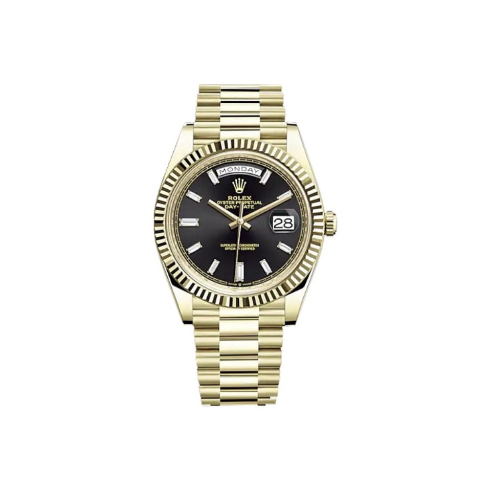 Day-Date 40 Onyx set with diamonds Oyster, 40 mm, yellow gold