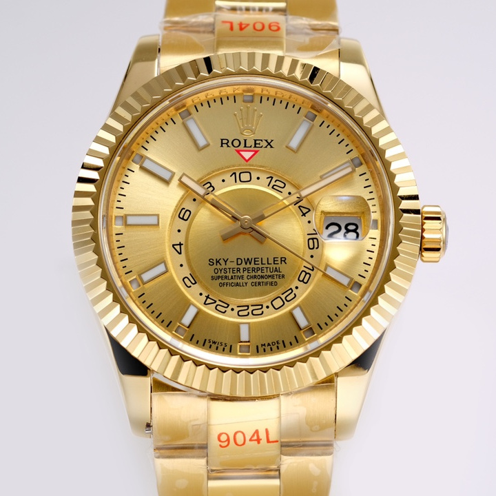 Sky-Dweller Champagne-colour Oyster, 42 mm, yellow gold