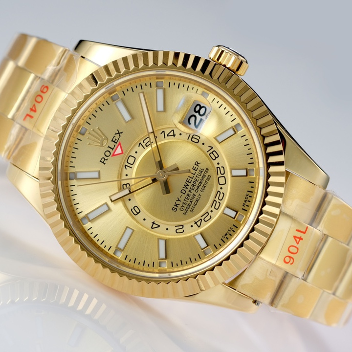 Sky-Dweller Champagne-colour Oyster, 42 mm, yellow gold