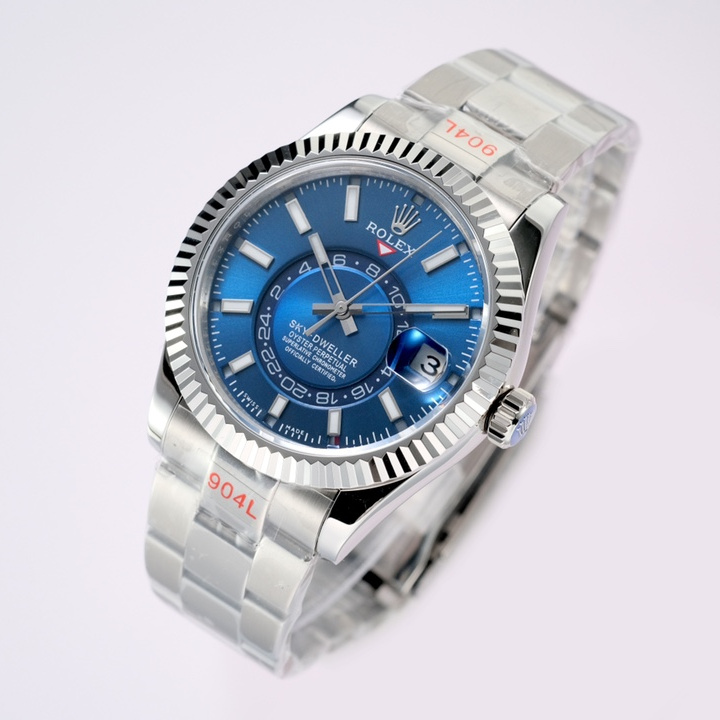 Sky-Dweller Bright blue Oyster, 42 mm, Oystersteel and white gold