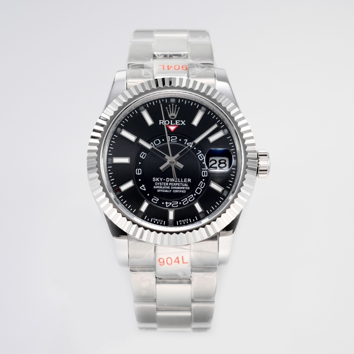 Sky-Dweller Bright black Oyster, 42 mm, Oystersteel and white gold