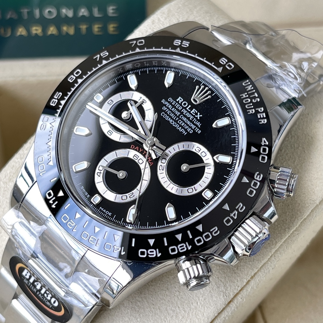 Cosmograph Daytona Black, steel counter rings Oyster, 40 mm, Oystersteel