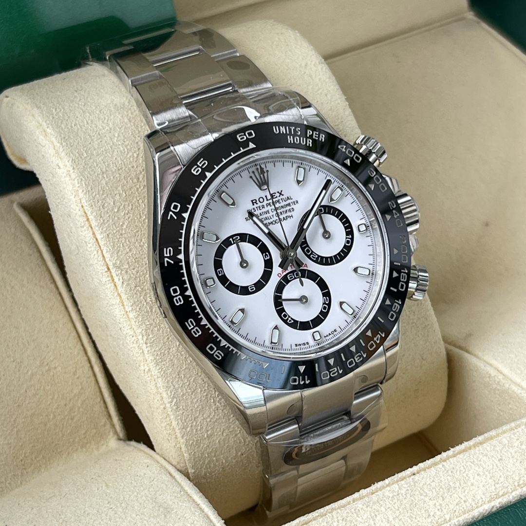 Cosmograph Daytona White,black counter rings Oyster, 40 mm, Oystersteel